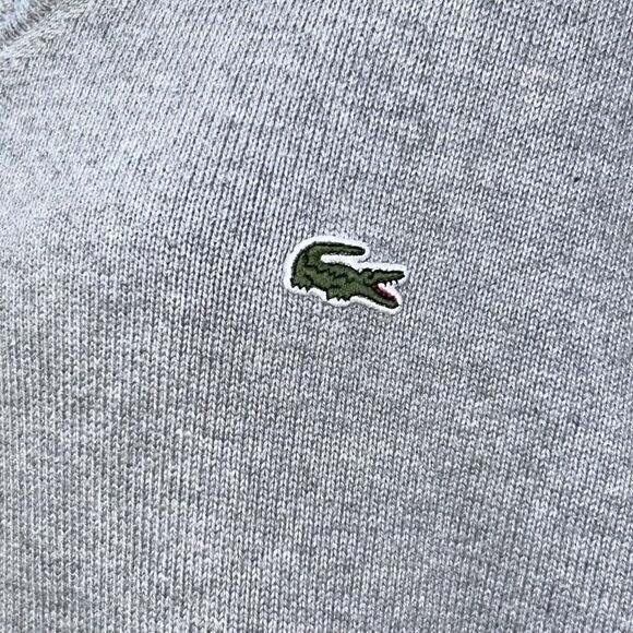 Lacoste Classic Fit V-Neck Cotton Knit Sweater Men's 7/XL Gray Preppy Vtg School - Picture 3 of 9